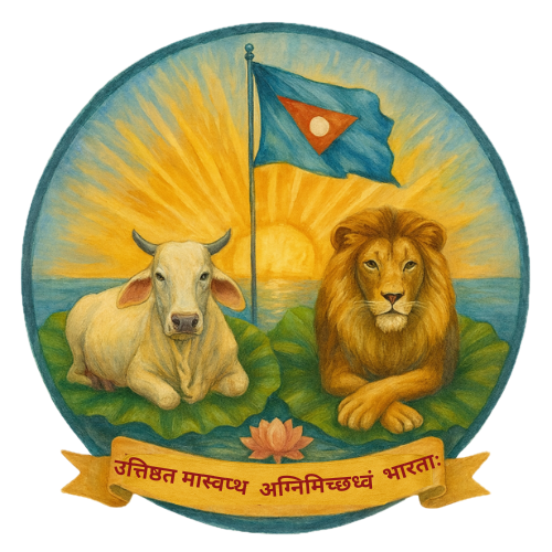 The Institute’s emblem: the cow and lion beneath the flag